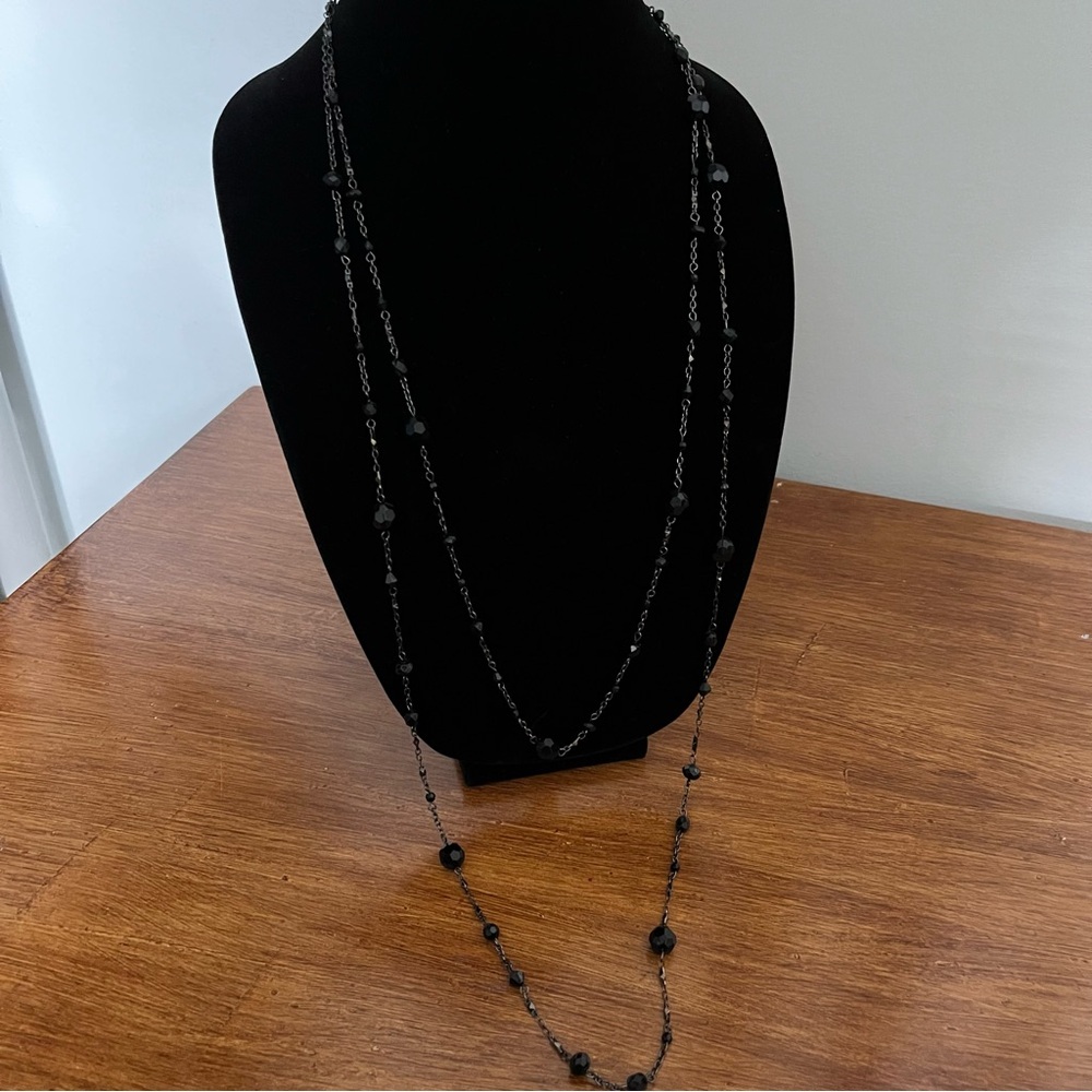 Express double layer black bead necklace